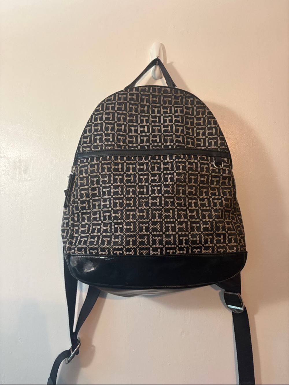 Tommy Hilfiger Black Patterned  Backpack